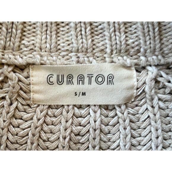CURATOR Beige Cotton Knit Pullover Sweater Top   Women's Size Small - Picture 4 of 9